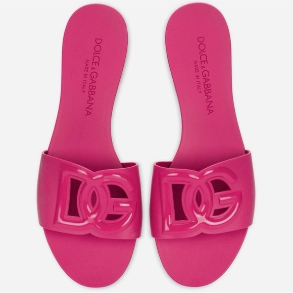 Dolce & Gabbana Shoes - Dolce & Gabbana Rubber Beachwear Sliders Slides Sandals Fuchsia Pink 39